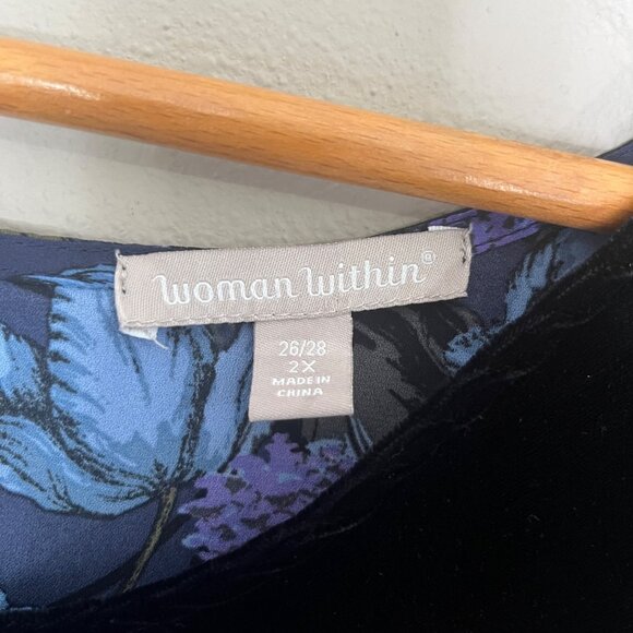 Woman Within Floral Velvet Top Shirt Size 2X‎ Flowy Crochet Boho Lightweight - Picture 4 of 4